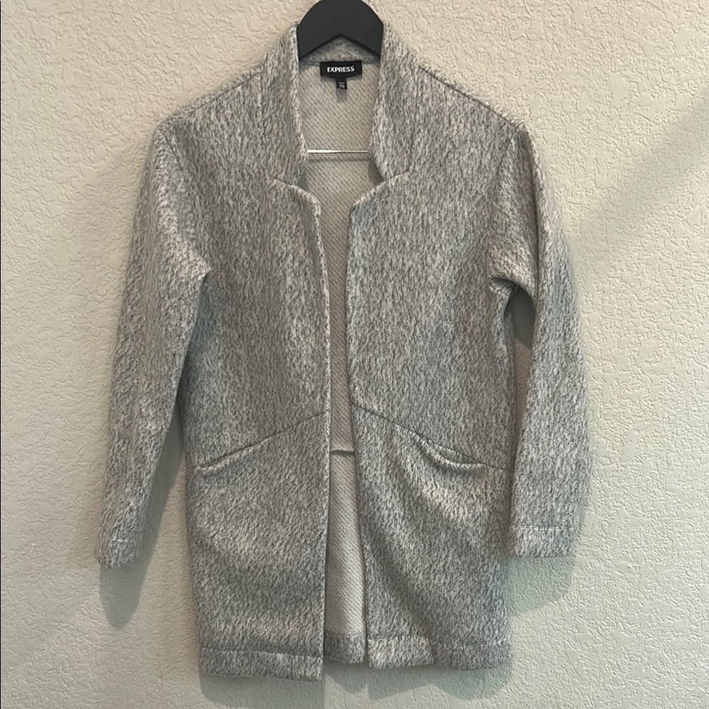 Express Heathered Gray Open Cardigan XXSP